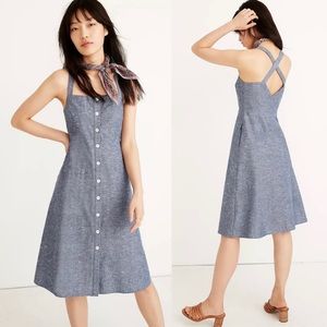 Madewell Chambray Tank Button-Front Midi Dress